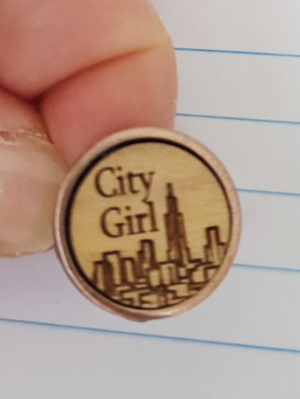 City Girl Wood Engraved Ring